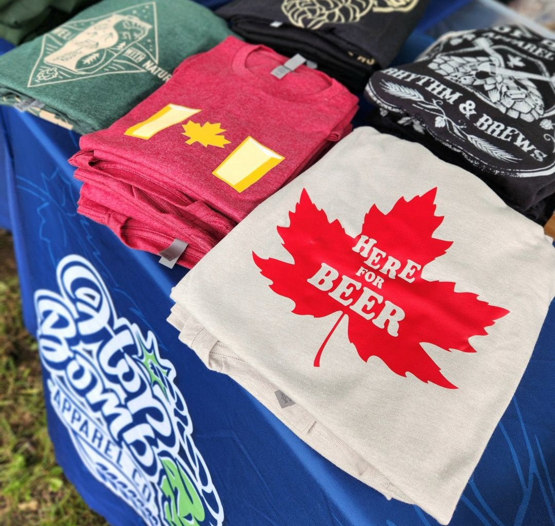 Official Canadian Beer Day shirts created by Hop Bomb Apparel in collaboration with Beer Canada celebrating Canadian beer culture.