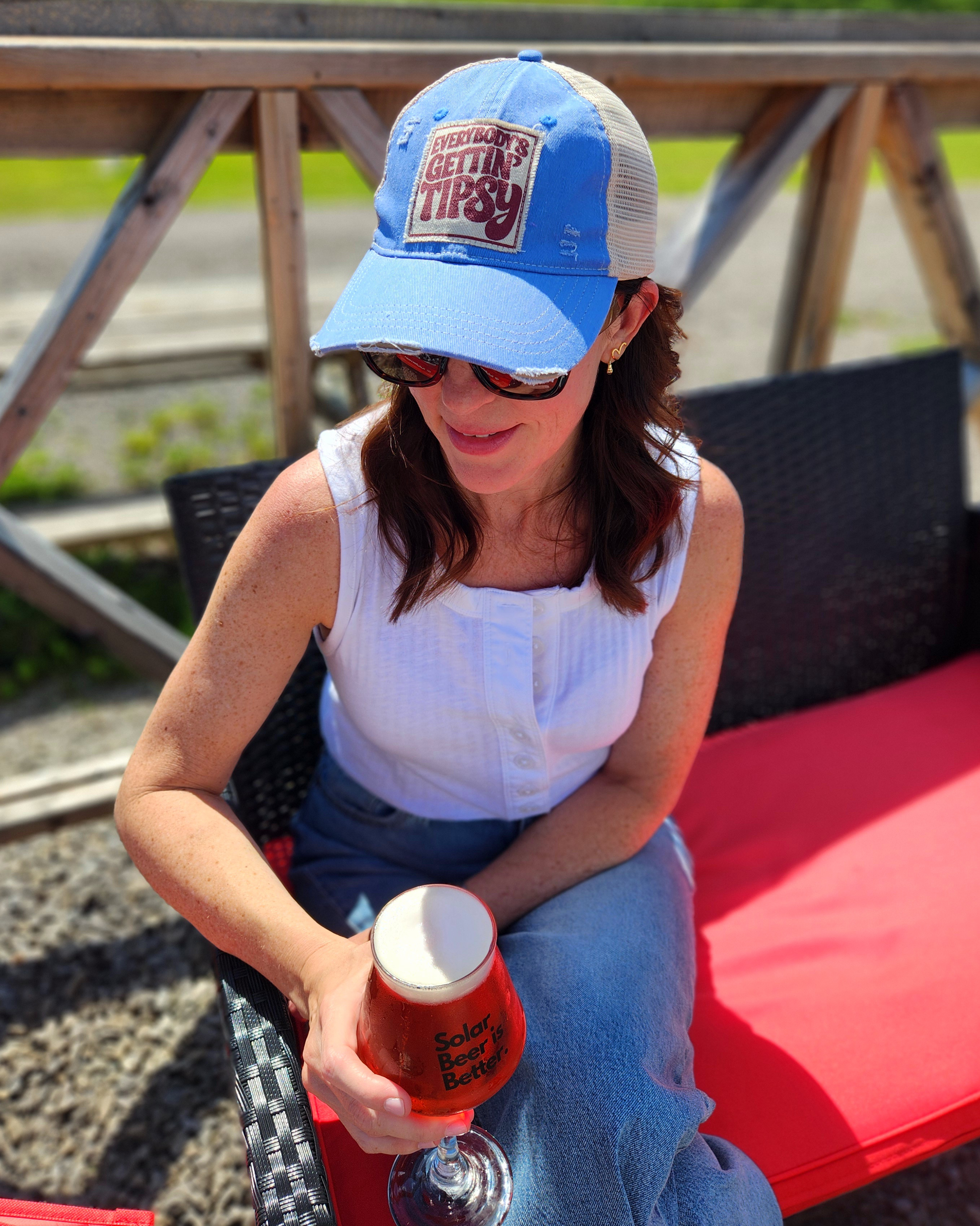 Vintage Everybody's Gettin' Tipsy hat for social drinkers, patio beers, vacations, and weekend fun